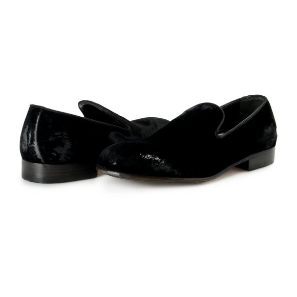Dolce & Gabbana Men\'s Black Velour Leather Loafers Shoes UK 5.5 US 6.5 IT 39.5